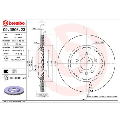 BREMBO Bremsscheibe | 09.D806.23