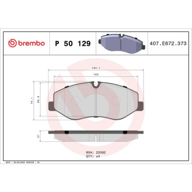 BREMBO Bremsklötze VA | MERCEDES Vito 14 | P 50 129