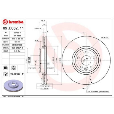 Bremsscheibe VA | JAGUAR XE 15 | 09.D062.11