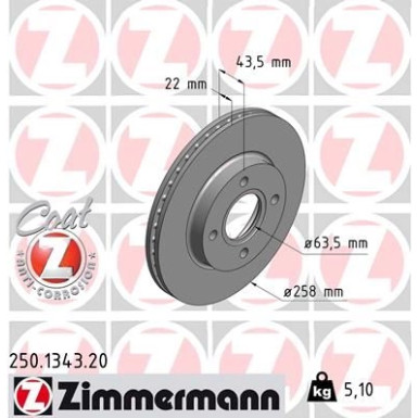 ZIMMERMANN Bremsscheibe | 250.1343.20