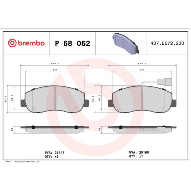 BREMBO Bremsklötze VA | NISSAN NV400,OPEL Movano,RENAULT Master 10 | P 68 062