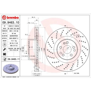 BREMBO Bremsscheibe | 09.9463.11