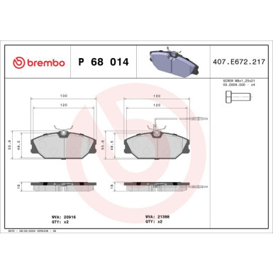 BREMBO Bremsklötze VA | RENAULT Espace, Megane 91-04 | P 68 014