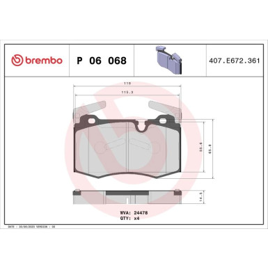 BREMBO Bremsklötze VA | MINI Cabriolet 05-15 | P 06 068