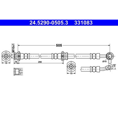 ATE Bremsschlauch | 24.5290-0505.3