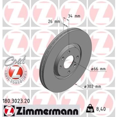 ZIMMERMANN Bremsscheibe | 180.3023.20