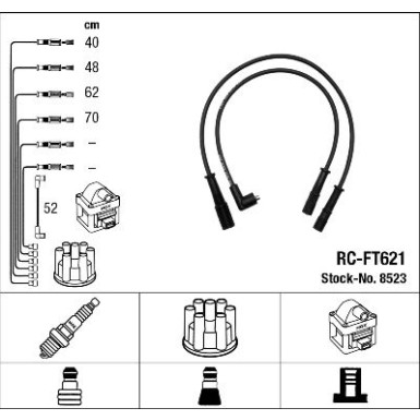 RC-FT621 NGK | Zündkabelsatz | FIAT UNO (146A/E) 55 1.0,4.94-8.00 | 8523