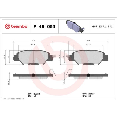 BREMBO Bremsklötze HA | MAZDA MX-5 15 | P 49 053