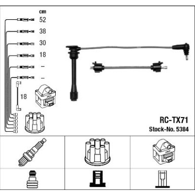 RC-TX71 NGK | Zündkabelsatz | TOYOTA Previa 90-00 | 5384