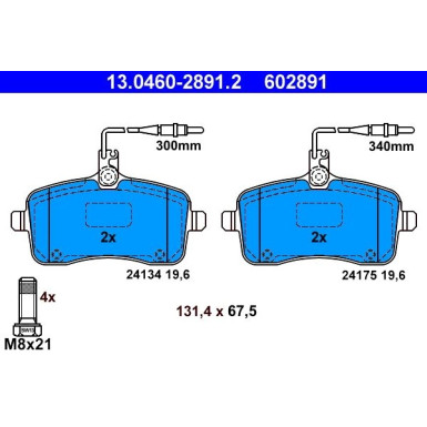 Bremsbelagsatz Peugeot P. 407 1.6-2.0 Hdi 04 | 13.0460-2891.2