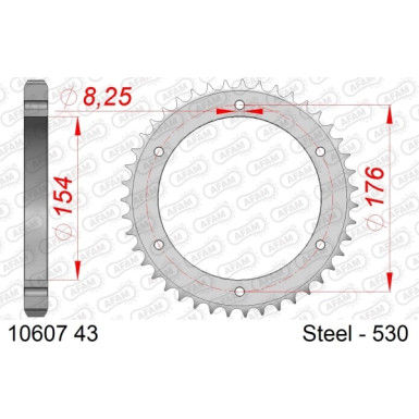 AFAM Kettenrad STAHL 43 Zähne | für 530 | 10607-43