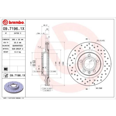 Bremsscheibe VA Xtra | AUDI A4 SEAT Exeo VW Passat 94 | 09.7196.1X