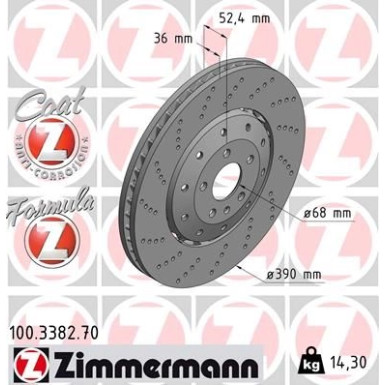 ZIMMERMANN Bremsscheibe | 100.3382.70