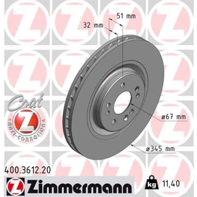 ZIMMERMANN Bremsscheibe | 400.3612.20