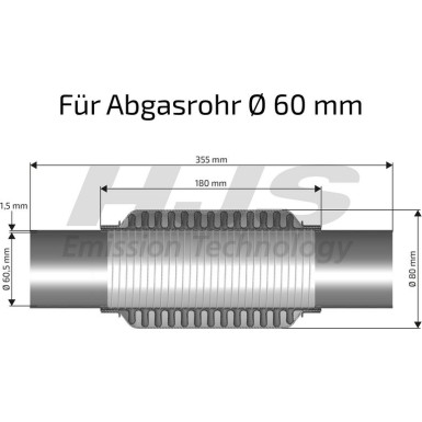 Softflexrohr mit Rohr | DM 60 L 355mm Flex 180mm | 83 00 8598