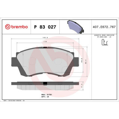 BREMBO Bremsklötze VA | TOYOTA Camry/Celica 91 | P 83 027