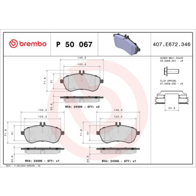 BREMBO Bremsklötze VA | MERCEDES W204,W212 07 | P 50 067