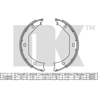 Handbremsbacken Bmw 1/3/5/X1 96 | 2715638