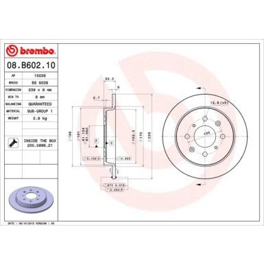 86 482 025 Bremsscheibe HA | HONDA Jazz 08 | 08.B602.10