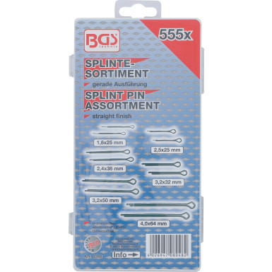 BGS Splinte-Sortiment | Ø 1,6 - 4,0 mm | 555-tlg | 8048