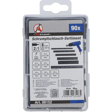 BGS Schrumpfschlauch-Sortiment | schwarz | 90-tlg | 88152