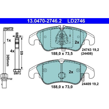 Bremsbelagsatz Audi P. A4/A5 1.8-3.2 07-17 Keramik | 13.0470-2746.2