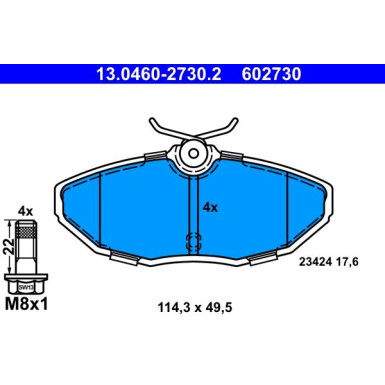 Bremsbelagsatz Jaguar T. S-Type/Xj 2,5-4,2 99-09 | 13.0460-2730.2