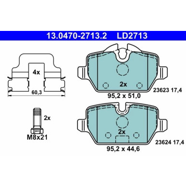 Bremsbelagsatz Bmw T. 1/3 1,6-2,0 03-13 Keramik | 13.0470-2713.2