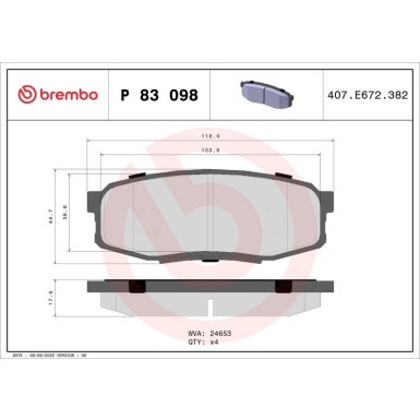 BREMBO Bremsklötze HA | TOYOTA Land Cruiser 07 | P 83 098