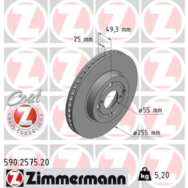 ZIMMERMANN Bremsscheibe | 590.2575.20