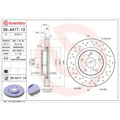 Bremsscheibe VA Xtra | TOYOTA Auris, Prius 06-11 | 09.A417.1X