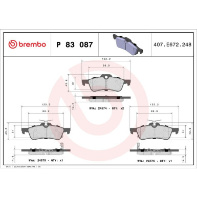 BREMBO Bremsklötze HA | TOYOTA Yaris 05-14 | P 83 087