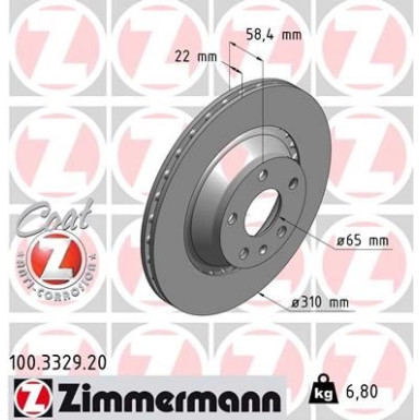 ZIMMERMANN Bremsscheibe | 100.3329.20