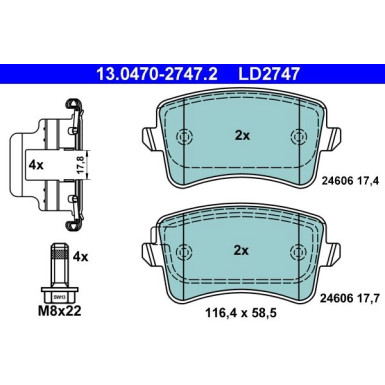 Bremsbelagsatz Audi T. A4/A5/Q5 1.8-3.2 07- Keramik | 13.0470-2747.2