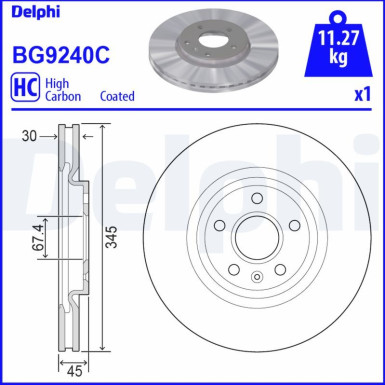 DELPHI Bremsscheibe | BG9240C