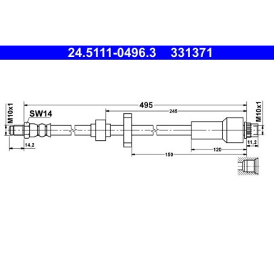 ATE Bremsschlauch | 24.5111-0496.3