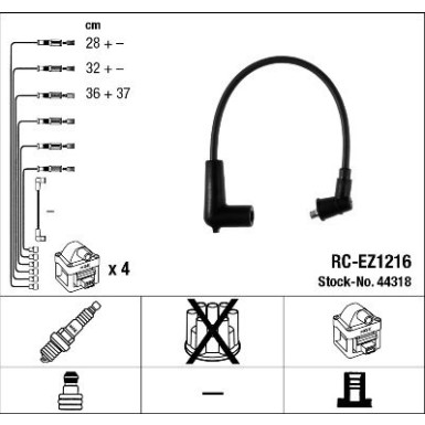 RC-EZ1216 NGK | Zündkabelsatz | MAZDA RX 8 2.6 03-12 | 44318