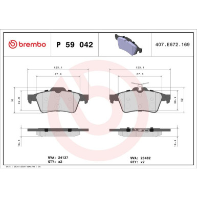 BREMBO Bremsklötze HA | FORD C-Max OPEL Vectra RENAULT 02-15 | P 59 042