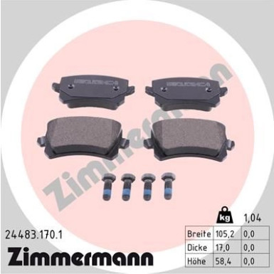 ZIMMERMANN Bremsbelagsatz, Scheibenbremse | 24483.170.1