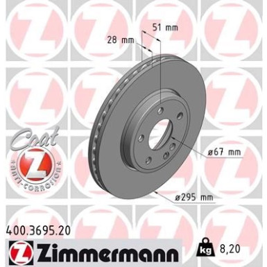 ZIMMERMANN Bremsscheibe | 400.3695.20