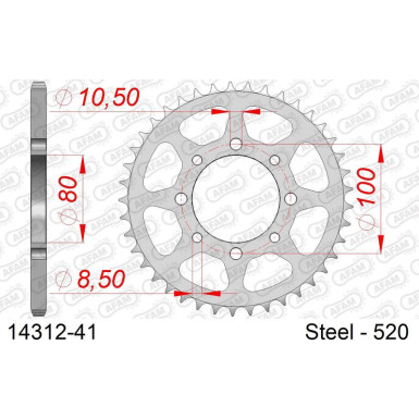 AFAM Kettenrad STAHL 41 Zähne | für 520 | 14312-41