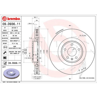 Bremsscheibe VA li | PORSCHE | 09.D936.11