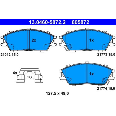 Bremsbelagsatz Hyundai P. Accent/Getz 1,3-1,6 99-10 | 13.0460-5872.2