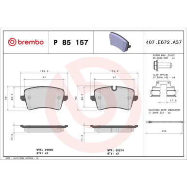 BREMBO Bremsklötze HA | AUDI A4, A8 09 | P 85 157