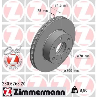 ZIMMERMANN Bremsscheibe | 230.6268.20