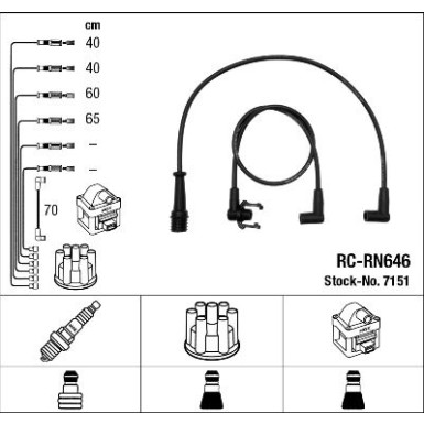 RC-RN646 NGK | Zündkabelsatz | Renault Safrane -96 | 7151