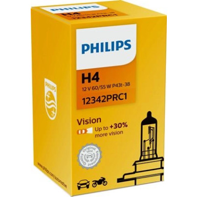 H4 Vision 12V 60/55W P43t-38 | 30% mehr Licht als Standard | 12342PRC1