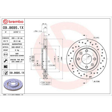 Bremsscheibe VA Xtra | CITROEN C2, C3, C4, C5 01 | 09.8695.1X