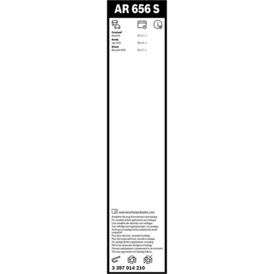 Scheibenwischer Aerotwin AR656S BOSCH | Aerotwin Retrofit | HONDA Jazz 13-, NISSAN Micra | 3397014210