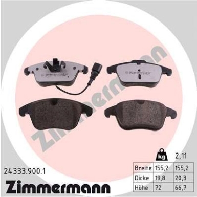 ZIMMERMANN Bremsbeläge | 24333.900.1